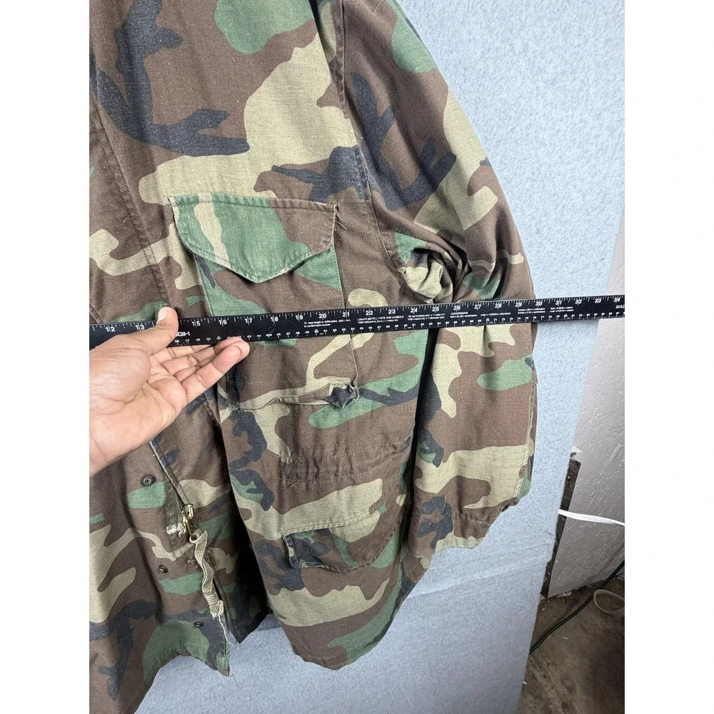 Vintage US Army Jacket Mens Large Woodland Camo Cold Weather Field Military 80s